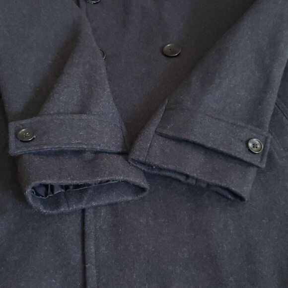 Claiborne Pea Coat Mens L Charcoal Gray Double Breasted Wool Blend Classic - Picture 5 of 10